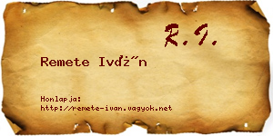 Remete Iván névjegykártya
